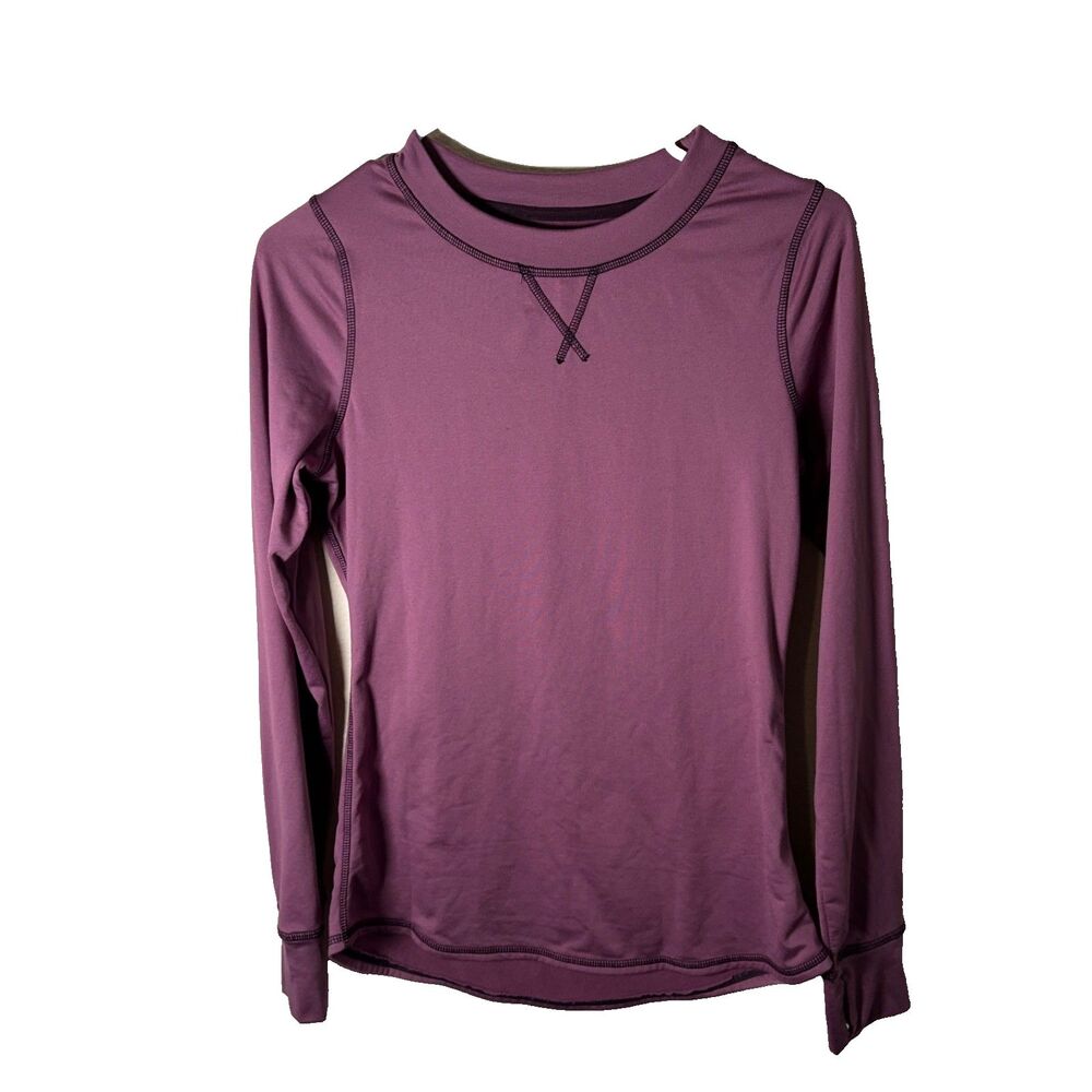 Cuddl Duds T-Shirt Women's Small Purple Fleece Climate Right Long Sleeve Top